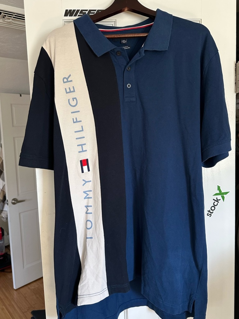 Tommy Hilfiger Navy, Black & Cream Vertical Panel Polo